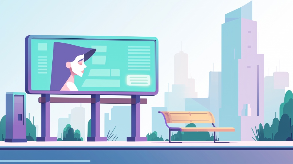 Иллюстрация медийного баннера на билборде на улице Иллюстрация медийного баннера на билборде на улице